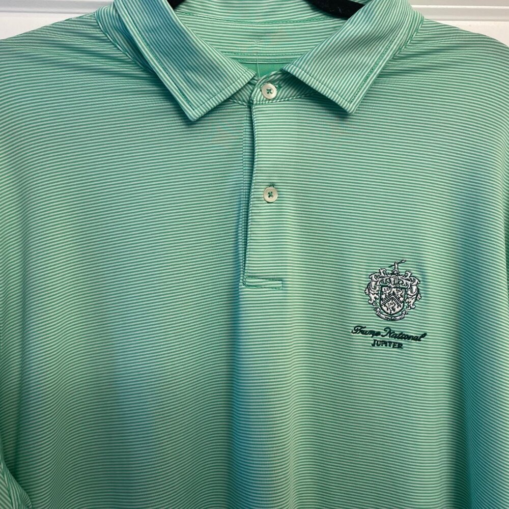 Fairway & Greene Golf Polo Trump National Jupiter Mens XL Green Stripe Shirt USA